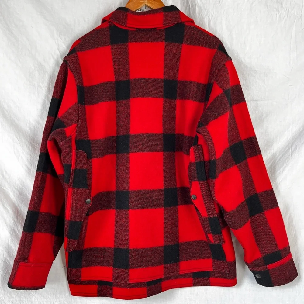 Filson Vintage Mackinaw Wool Cruiser Jacket Mens M L Buffalo Check Red Black - Picture 15 of 16